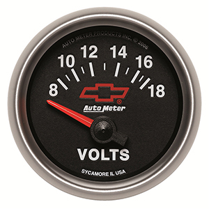 AutoMeter 3692-00406 GM Black 2-1/16" Air-Core Voltmeter Gauge, 8-18V Electric