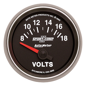 AutoMeter 3692 Sport-Comp II Electrical 2-1/16" Voltmeter Gauge, 8-18V