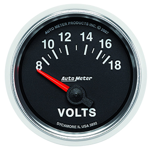 AutoMeter 3892 GS 2-1/16" Air-Core Voltmeter Gauge, 8-18V Electric