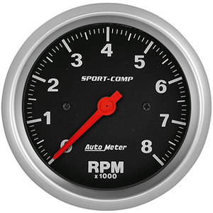 AutoMeter 3991 Sport-Comp Electrical 3-3/8" In-Dash Tachometer Gauge, 0-8,000  RPM