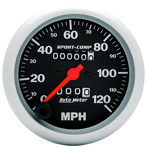 AutoMeter 3992 Sport-Comp Mechanical 3-3/8" Speedometer Gauge, 0-120 MPH