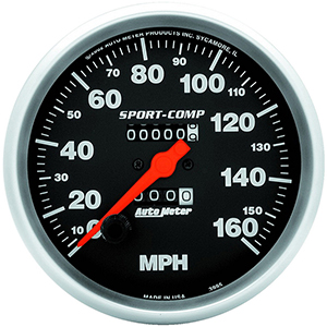 AutoMeter 3995 Sport-Comp Mechanical 5" Speedometer Gauge, 0-160 MPH