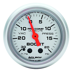 AutoMeter 4301 Ultra-Lite 2-1/16" Boost/Vacuum Gauge, 30 HG / 20 PSI Mechanical
