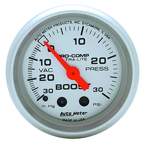 AutoMeter 4303 Ultra-Lite 2-1/16" Boost/Vacuum Gauge, 30 HG / 30 PSI Mechanical