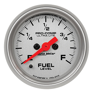 AutoMeter 4310 Ultra-Lite 2-1/16" Fuel Level Gauge, Programmable 0-280 Ohms Electrical