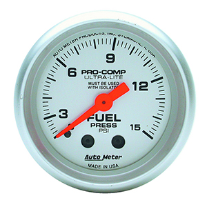 AutoMeter 4311 Ultra-Lite 2-1/16" Fuel Pressure Gauge, 0-15 PSI Mechanical