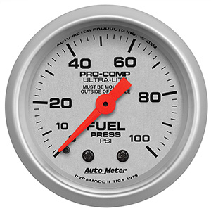 AutoMeter 4312 Ultra-Lite 2-1/16" Fuel Pressure Gauge, 0-100 PSI Mechanical