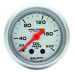 AutoMeter 4322 Ultra-Lite 2-1/16" Oil Pressure Gauge, 0-200 PSI Mechanical