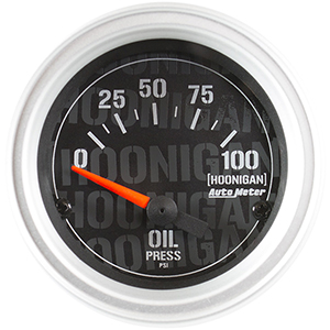 AutoMeter 4327-09000 Hoonigan 2-1/16" Oil Pressure Gauge, 100 PSI Electrical