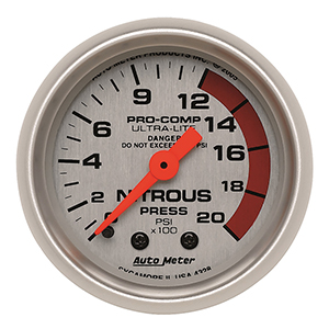 AutoMeter 4328 Ultra-Lite 2-1/16" Nitrous Pressure Gauge, 0-2000 PSI Mechanical