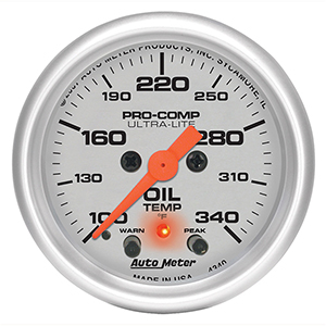 AutoMeter 4340 Ultra-Lite 2-1/16" Oil Temperature Gauge, 100-340 F Electrical