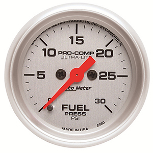 AutoMeter 4360 Ultra-Lite 2-1/16" Fuel Pressure Gauge, 0-30 PSI Electrical