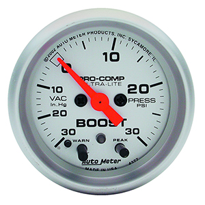 AutoMeter 4376 Ultra-Lite 2-1/16" Boost/Vacuum Gauge, 30 HG/15 PSI Electrical