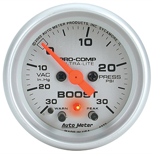AutoMeter 4377 Ultra-Lite 2-1/16" Boost/Vacuum Gauge, 30 HG/30 PSI Electrical
