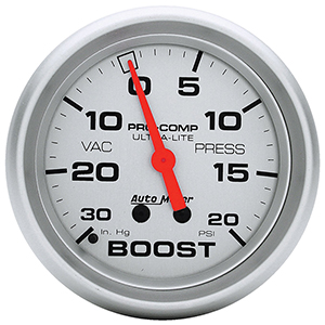 AutoMeter 4401 Ultra-Lite 2-5/8" Boost/Vacuum Gauge, 30 HG/20 PSI Mechanical