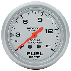 AutoMeter 4413 Ultra-Lite 2-5/8" Fuel Pressure Gauge with Isolator, 0-15 PSI Mechanical