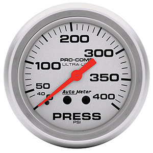 AutoMeter 4424 Ultra-Lite 2-5/8" Pressure Gauge, 0-400 PSI Mechanical