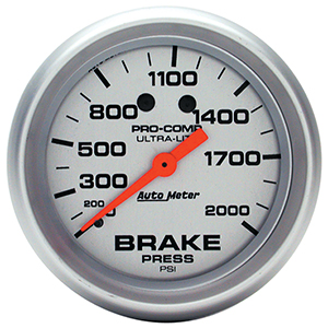 AutoMeter 4426 Ultra-Lite 2-5/8" Brake Pressure Gauge Gauge, 0-2000 PSI Mechanical