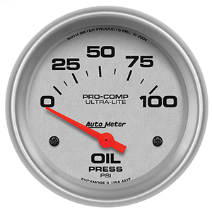 AutoMeter 4427 Ultra-Lite 2-5/8" Oil Pressure Gauge, 0-100 PSI Electrical
