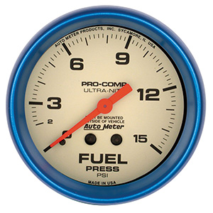 AutoMeter 4511 Ultra-Nite 2-5/8" Fuel Pressure Gauge, 0-15 PSI Mechanical