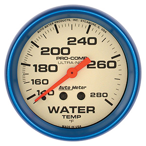 AutoMeter 4531 Ultra-Nite 2-5/8" Water Temperature Gauge, 140-280 F Mechanical