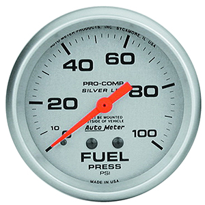 AutoMeter 4612 Ultra-Lite 2-5/8" Liquid Filled Fuel Pressure Gauge, 0-100 PSI Mechanical
