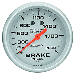 AutoMeter 4626 Ultra-Lite 2-5/8" Liquid Filled Brake Pressure Gauge, 0-2000 PSI Mechanical