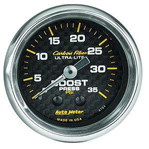 AutoMeter 4704 Carbon Fiber 2-1/16" Boost Gauge, 0-35 PSI Mechanical