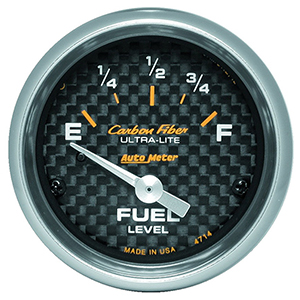 AutoMeter 4714 Carbon Fiber 2-1/16" Fuel Level Gauge, 0-90 Ohms Electrical