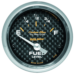 AutoMeter 4716 Carbon Fiber 2-1/16" Fuel Level Gauge, 240-33 Ohms Electrical