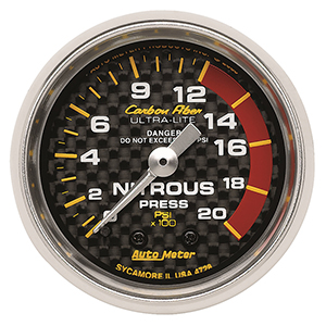 AutoMeter 4728 Carbon Fiber 2-1/16" Nitrous Pressure Gauge, 0-2000 PSI Mechanical
