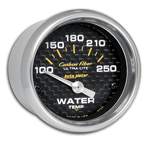 AutoMeter 4737 Carbon Fiber 2-1/16" Water Temperature Gauge, 100-250 F Electrical