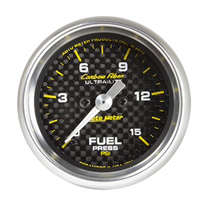 AutoMeter 4761 Carbon Fiber 2-1/16" Fuel Pressure Gauge, 0-15 PSI Electrical