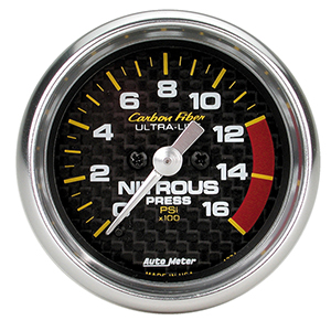 AutoMeter 4774 Carbon Fiber 2-1/16" Nitrous Pressure Gauge, 0-1600 PSI Electrical