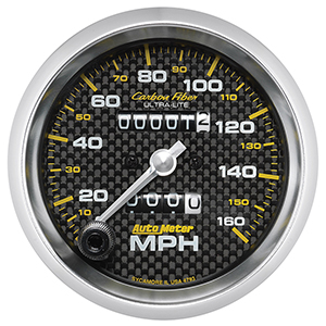 AutoMeter 4793 Carbon Fiber 3-3/8" Speedometer Gauge, 0-160 MPH Mechanical