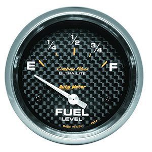 AutoMeter 4814 Carbon Fiber 2-5/8" Fuel Level Gauge, 0-90 Ohms Electrical