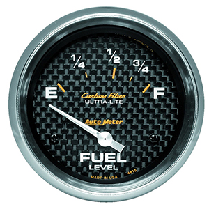 AutoMeter 4815 Carbon Fiber 2-5/8" Fuel Level Gauge, 73-10 Ohms Electrical