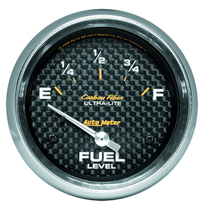 AutoMeter 4816 Carbon Fiber 2-5/8" Fuel Level Gauge, 240-33 Ohms Electrical