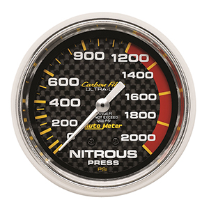 AutoMeter 4828 Carbon Fiber 2-5/8" Nitrous Pressure Gauge, 0-2000 PSI Mechanical