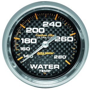 AutoMeter 4831 Carbon Fiber 2-5/8" Water Temperature Gauge, 140-280 F Mechanical