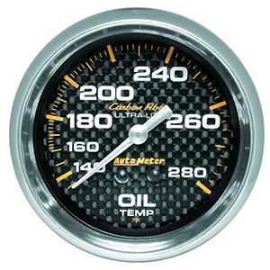 AutoMeter 4841 Carbon Fiber 2-5/8" Oil Temperature Gauge, 140-280 F Mechanical