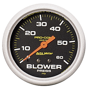 AutoMeter 5402 Pro-Comp 2-5/8" Liquid Filled Blower Pressure Gauge, 0-60 PSI Mechanical