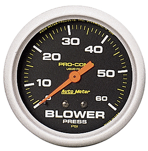 AutoMeter 5403 Pro-Comp 2-5/8" Liquid Filled Blower Pressure Gauge with Memory, 0-60 PSI Mechanical
