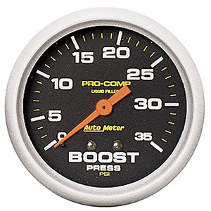 AutoMeter 5404 Pro-Comp 2-5/8" Liquid Filled Boost Gauge, 0-35 PSI Mechanical