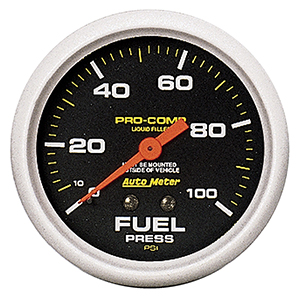 AutoMeter 5412 Pro-Comp 2-5/8" Liquid Filled Fuel Pressure Gauge, 0-100 PSI Mechanical