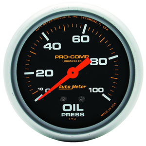 AutoMeter 5421 Pro-Comp 2-5/8" Oil Pressure Gauge, 0-100 PSI, Liquid Filled Mechanical