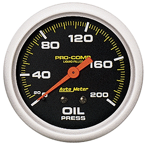 AutoMeter 5422 Pro-Comp 2-5/8" Oil Pressure Gauge, 0-200 PSI, Liquid Filled Mechanical