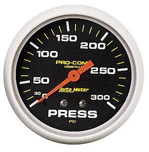 AutoMeter 5423 Pro-Comp 2-5/8" Pressure Gauge, 0-300 PSI, Liquid Filled Mechanical