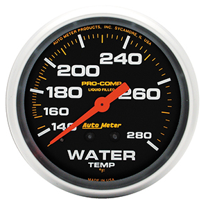 AutoMeter 5431 Pro-Comp 2-5/8" Water Temperature Gauge, 140-280 F, Liquid Filled Mechanical