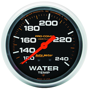 AutoMeter 5432 Pro-Comp 2-5/8" Water Temperature Gauge, 120-240 F, Liquid Filled Mechanical